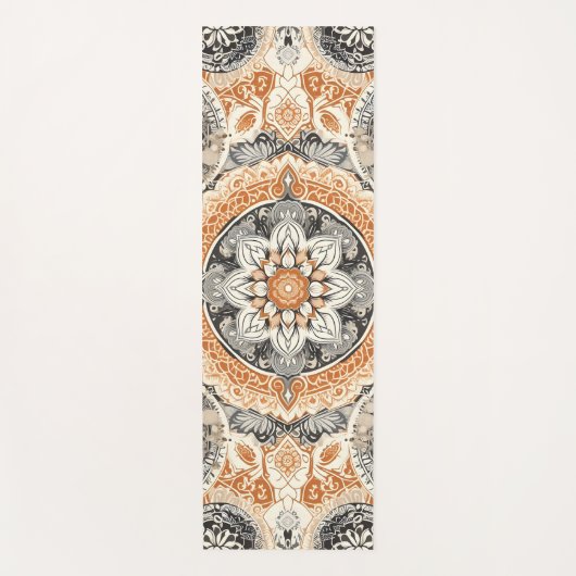 Orangefarbene Mandala Yogamatte (Vorderseite)