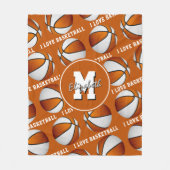 Orangefarbene Mannschaftsfarben I Liebe Basketball Fleecedecke (Vorderseite)