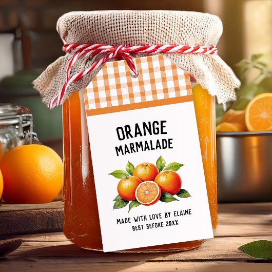 Orangefarbene Marmelade Konservieren Geschenkanhänger