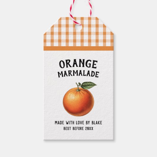 Orangefarbene Marmelade Konservieren Geschenkanhänger (Vorderseite)