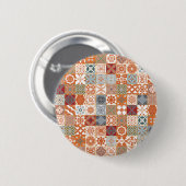 Orangefarbene marokkanische Fliesen Button (Vorne & Hinten)