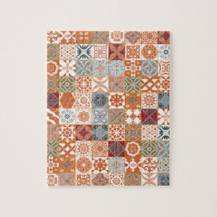 Orangefarbene marokkanische Fliesen Puzzle