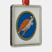 Orangefarbene Meeresschildkröte mit Goldrahmen Ornament Aus Metall (Rechts)