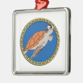 Orangefarbene Meeresschildkröte mit Goldrahmen Ornament Aus Metall (Links)