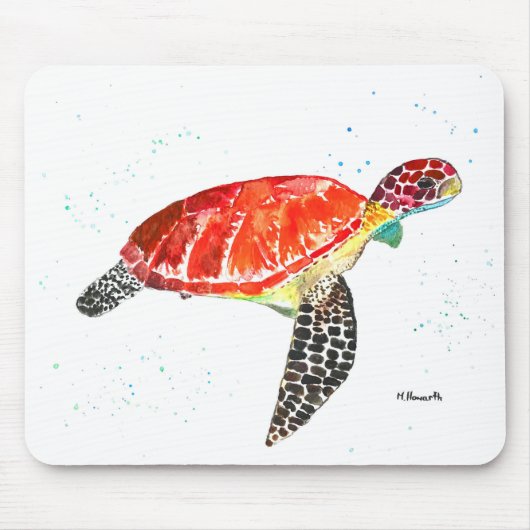 Orangefarbene Meeresschildkröte Mousepad (Vorne)