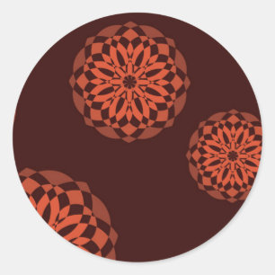 Orangefarbene, moderne, dekorative, geometrische B Runder Aufkleber