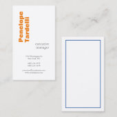 Orangefarbene, moderne, einfache Schlichte Premium Visitenkarte (Vorne/Hinten)