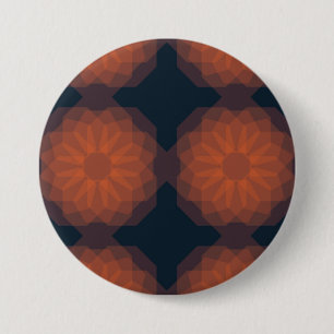 Orangefarbene, moderne geometrische Blume Button