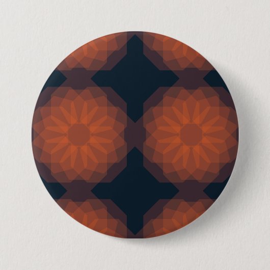 Orangefarbene, moderne geometrische Blume Button (Vorderseite)