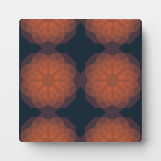 Orangefarbene, moderne geometrische Blume Fotoplatte (Vorderseite)