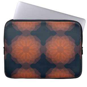 Orangefarbene, moderne geometrische Blume Laptopschutzhülle