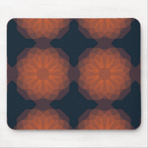 Orangefarbene, moderne geometrische Blume Mousepad