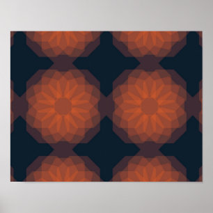 Orangefarbene, moderne geometrische Blume Poster