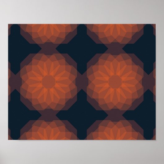 Orangefarbene, moderne geometrische Blume Poster (Vorne)