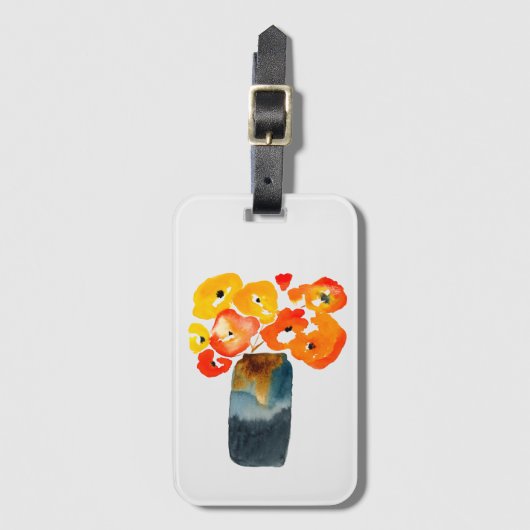 Orangefarbene Mohn-Blume Gepäckanhänger (Vorderseite Vertikal)
