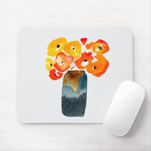 Orangefarbene Mohn-Blume Mousepad (Mit Mouse)