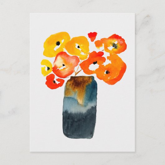 Orangefarbene Mohn-Blume Postkarte (Vorderseite)
