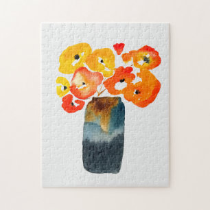 Orangefarbene Mohn-Blume Puzzle