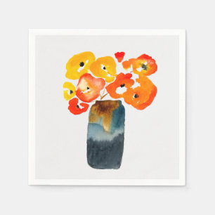 Orangefarbene Mohn-Blume Serviette