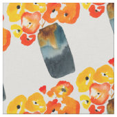 Orangefarbene Mohn-Blume Stoff (Nahaufnahme)