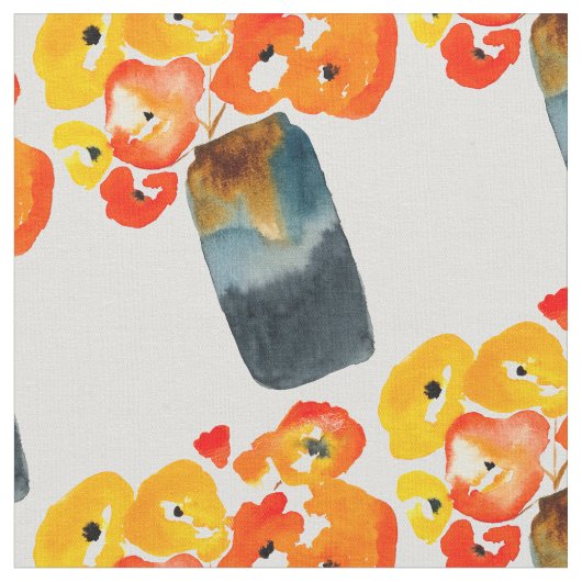 Orangefarbene Mohn-Blume Stoff (Nahaufnahme)