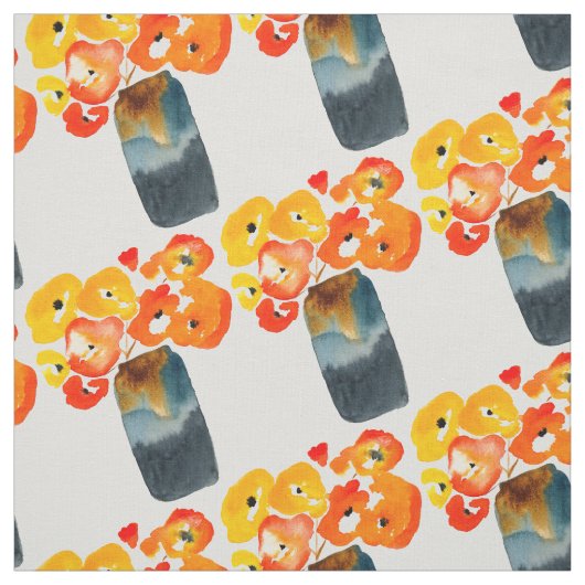 Orangefarbene Mohn-Blume Stoff (Muster)