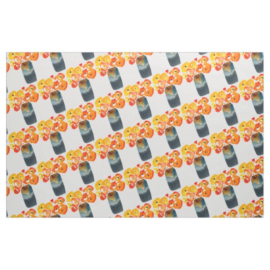 Orangefarbene Mohn-Blume Stoff (Fat Quarter (45,7 x 55,9 cm))