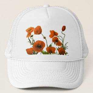 Orangefarbene Mohn-Blume Wasserfarbe Blütenweiß Truckerkappe