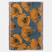 Orangefarbene Mohn in dunkelblau Decke (Vorderseite Vertikal)