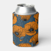Orangefarbene Mohn in dunkelblau Dosenkühler (Kanne Vorderseite)