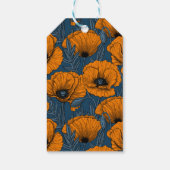Orangefarbene Mohn in dunkelblau Geschenkanhänger (Rückseite)
