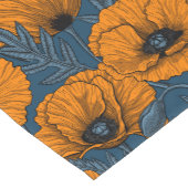 Orangefarbene Mohn in dunkelblau Kurzer Tischläufer (Ecke)