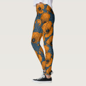 Orangefarbene Mohn in dunkelblau Leggings (Links)