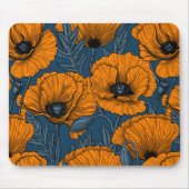 Orangefarbene Mohn in dunkelblau Mousepad (Vorne)