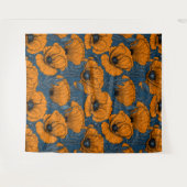 Orangefarbene Mohn in dunkelblau Wandteppich (Vorderseite (Horizontal))