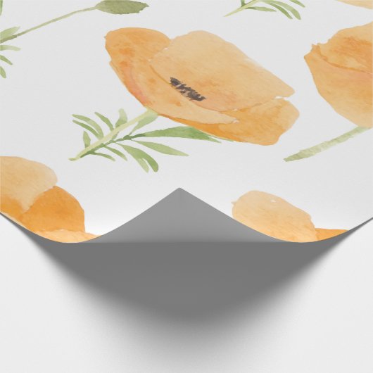 Orangefarbene Mohnblumen Blume Geschenkpapier (Ecke)