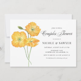Orangefarbene Mohnblumen Blume Paare Dusche Einladung