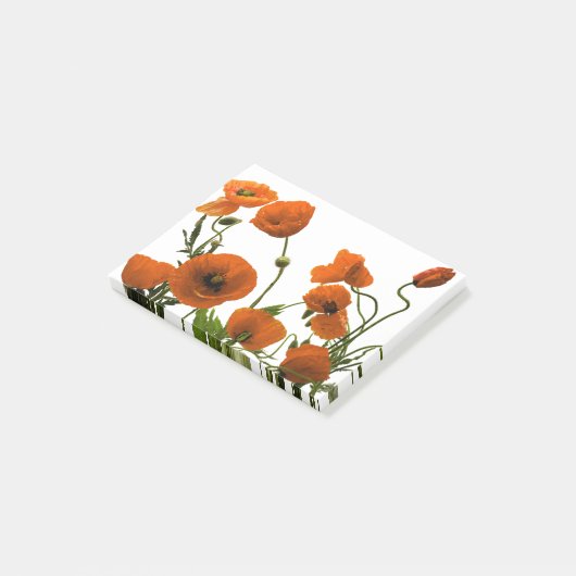 Orangefarbene Mohnblumen-Blume Post-it Klebezettel (angewinkelt)