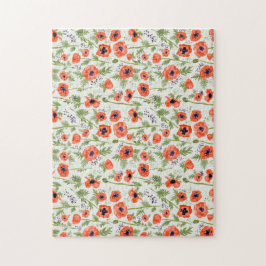 Orangefarbene Mohnblumen Blume Wasserfarbe Puzzle