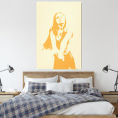 Orangefarbene monochrome Silhouette Leinwanddruck (Insitu (Schlafzimmer))