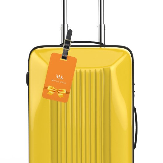 Orangefarbene Monogramm-Initialen Gepäckanhänger