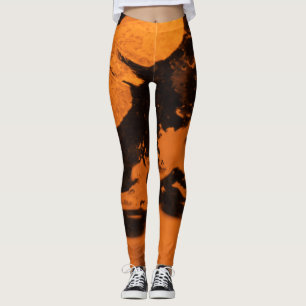 Orangefarbene Motordrucke coole Leggings
