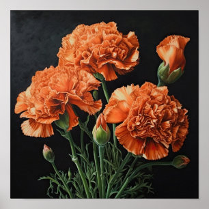 Orangefarbene Nelken Blume Art Print Poster