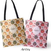 Orangefarbene, Niedliche Katzen Name Monogramm Tasche