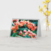 Orangefarbene orchide Blume gegen grüne Folien Karte (Gelbe Blume)