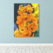 Orangefarbene Orchideen in naher Leinwand (Insitu (Holzboden))