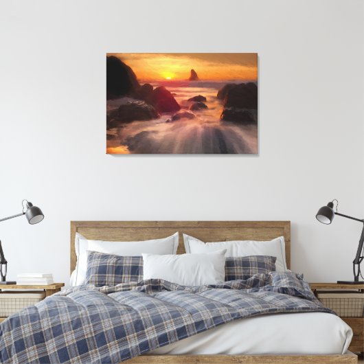 Orangefarbene Ozeanfarben Leinwanddruck (Insitu (Schlafzimmer))