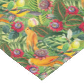 Orangefarbene Papageien in tropischer Blume Dschun Tischdecke (Schrägansicht)