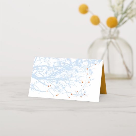 Orangefarbene Papierkran mit doppeltem Ursprung As Platzkarte (Rückseite)