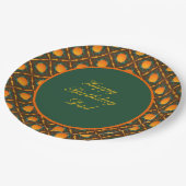 Orangefarbene Papierplatte Pappteller (Schrägansicht)